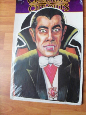 4 Recortes de Criaturas Decoraciones de Halloween 13" Dos Caras Vampiro Hombre Lobo Nuevo Foto 1 de 3