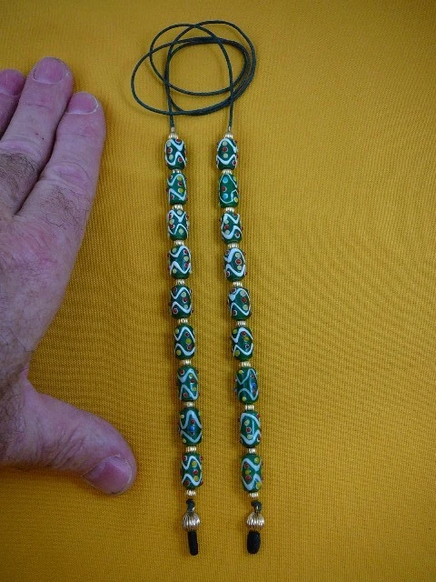 (E-245) Cadena soporte correa cristal lunares verde Foto 1 de 1