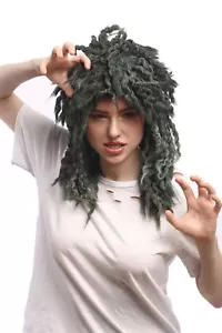 Perücke Damen Herren Karneval Grau Grün Afro Rasta Neptun Nixe Meerjungfrau - Bild 1 von 4
