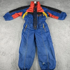 Vintage Kidz Only Jumpsuit Boys Multicolor Pockets Polyester One Piece Snowsuit - Picture 1 of 23