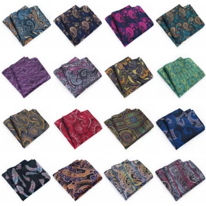 Men’s High Grade Paisley Floral Pocket Square Wedding Party Handkerchief New - Picture 1 of 30