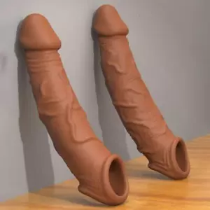 Estensore preservativo riutilizzabile guaina pene maschio manica più grande cintura ingrandente - Foto 1 di 19