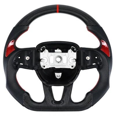 Real Carbon Fiber Steering Wheel For Dodge Challenger SRT Durango 2015-2025 - Image 1 of 4