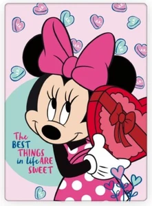 Disney Minnie Mouse Fleece Throw Blanket 100 x 140 cm Hearts - Picture 1 of 1