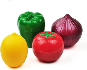 4 PCS Fruit and Vegetable Shaped Food Saver Storage Containers Holder Refrigerat - Picture 1 of 6