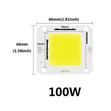 Chip LED 100W, COB, ciepła biel, zimna biel, 250 pojedynczych diod LED, 11000lm, 34x34mm
