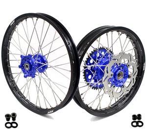 KKE 21/18 Motorcycle Wheels Spoke Rim Fit Suzuki DRZ400SM 2005-2024 CNC Blue Hub - Picture 1 of 11
