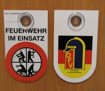 Kfz-Plakette Schild FEUERWEHR IM EINSATZ DFV Logo Alternative zu Dachaufsetzer - Bild 1 von 2