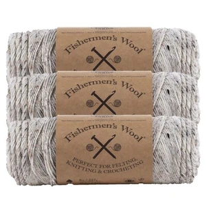 (3 Pack) Lion Brand Yarn 150-202Z Fishermen's Wool Yarn, Birch Tweed - Picture 1 of 9