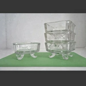 Salzverkäufer Dessertbecher geätztes Glas klar mit Füßen Vintage 4er Set - Bild 1 von 7