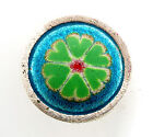 Vintage Chinese Enamel Floral Sterling Silver Pendant Brooch Pin Hearts