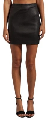 Minifalda T by Alexander Wang de cuero negro piel de cordero elegante cintura alta 0 2 XS Foto 1 de 4