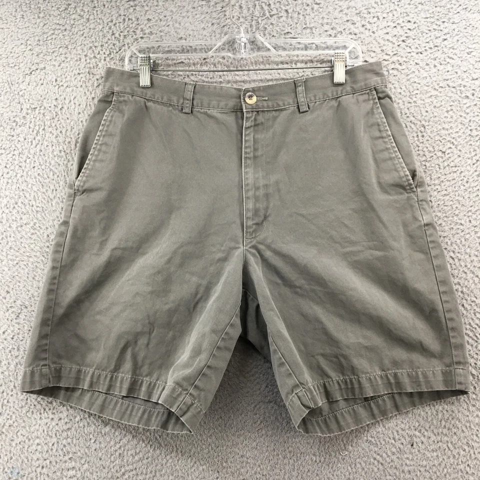 Pantalones Cortos Chinos Eddie Bauer Para Hombre 35 (Real 33X8) Gris Alto Bolsillos Informales Cremallera Foto 1 de 4