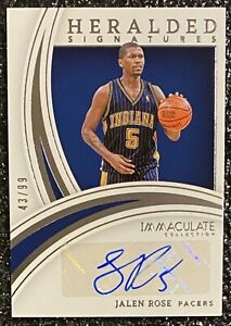 Jalen Rose 2021-22 Immaculate Collection Herald Signatures Auto #’d/99 Pacers