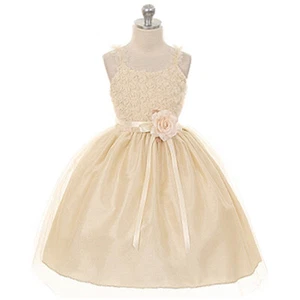 CHAMPAGNE Size 12 Soft Mesh Tulle Flower Girl Dress Birthday Wedding Bridesmaid - Picture 1 of 1