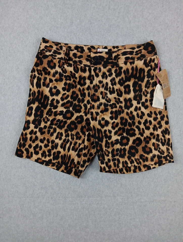 Shorts chino feminino Cremieux estampa de leopardo tamanho 2 novo com etiquetas $79 - Imagem 1 de 4