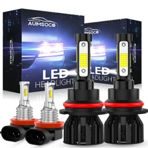 9007 H11 LED Headlight High/Low Beam Fog Light Bulbs Super White Bright 10000K - Picture 1 of 14