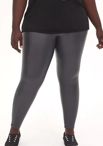 BNWT Torrid Plus Size 4 (26) Dark Grey Gunmetal Faux Leather Platinum Leggings - Picture 1 of 9
