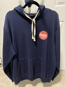 FRIEND OR FAUX Men's XXL Navy Blue Logo Long Sleeve\front pocketed Hoodie - Picture 1 of 5