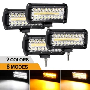 AUXBEAM 4PCS 7" LED Cube Pods Offroad Driving Fog Light  Pickup SUV White/Amber - Picture 1 of 12