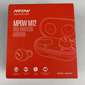 Mpow M12 Wireless Earbuds Bluetooth USB Charging Case Touch Control Blue New - Picture 1 of 10