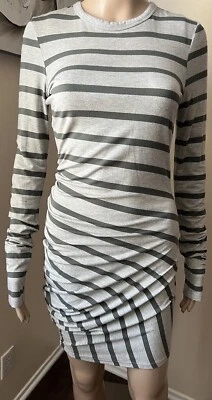 Mini Vestido Para Mujer ALEXANDER WANG Rayas Acanalado Funda Bodycon Manga Larga S Foto 1 de 4