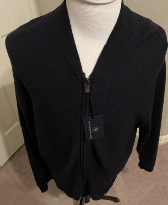  Cárdigan Hart Schaffner Marx Azul Marino Cremallera Frontal Nuevo L Foto 1 de 4