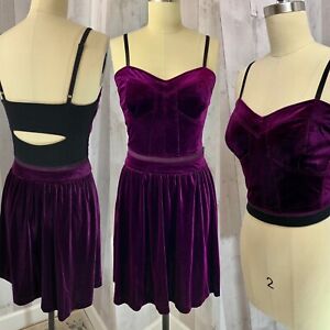 CONVERTIBLE DRESS Jessica Simpson Purple Velvet Stretch Crop Top/Skirt Size 8/M