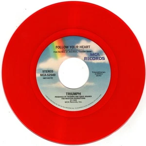 Triumph NM red vinyl 45 rpm "Follow Your Heart" with picture sleeve - Picture 1 of 4