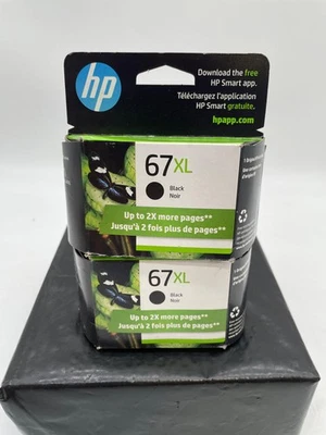 HP 67XL 黑色 High-Yield Ink Cartridge for HP Printers, 3YM57AN, 2 Pack 黑色 墨盒 — 第 1/4 张图片