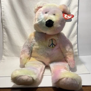 TY Beanie Buddy LARGE PEACE the Ty-Dye Teddy Bear 20” Vintage Ty Stuffed Plush - Picture 1 of 4
