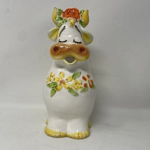 Vintage 1970 Geo Z Lefton Daisy Cow Pitcher - 16 Fluid Ozs AS IS - Picture 1 of 9