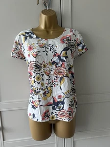 Floral pattern summer cap sleeve top smart casual office work holiday size 10 12 - Picture 1 of 11