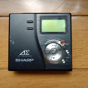 SHARP MD-DR77 black minidisc MD walkman player recorder used tested work japan - Picture 1 of 6