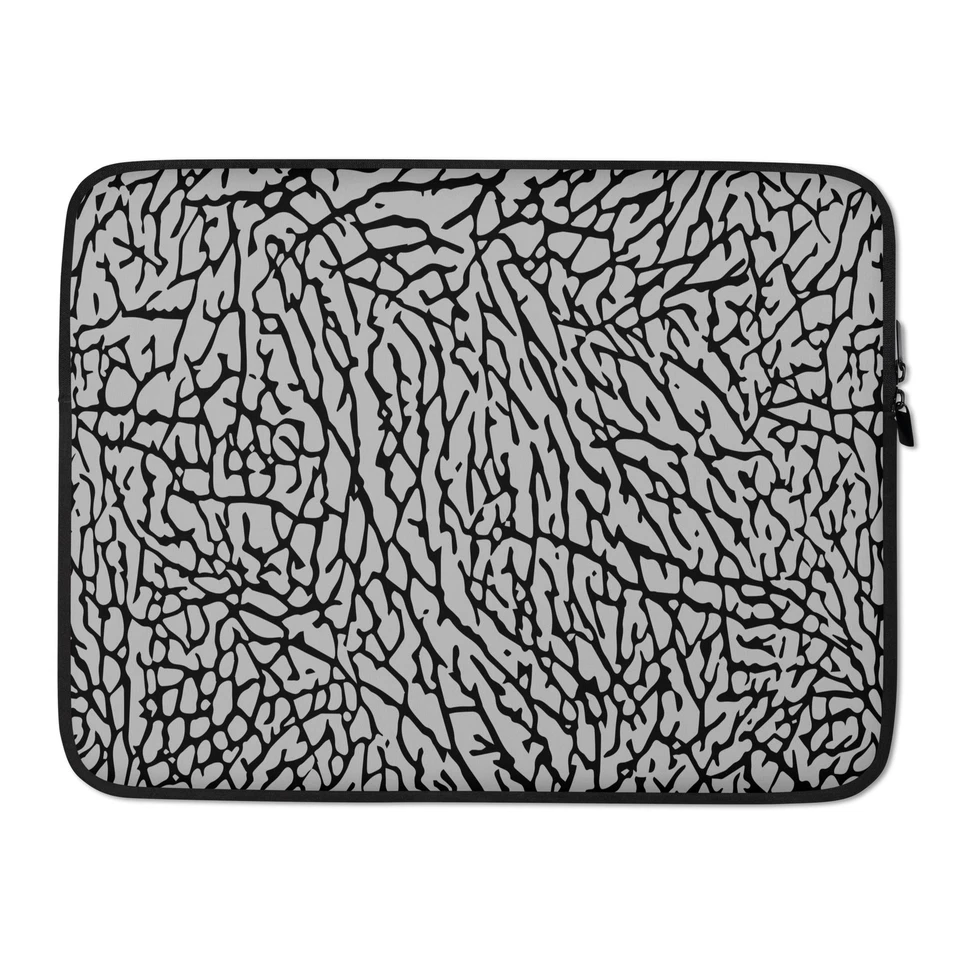 Funda para portátil gris y negra con estampado de elefante Foto 1 de 1