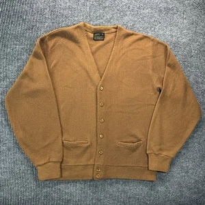 Vintage Sears Cardigan Sweater XL Orlon Acrylic Brown 60s 70s Retro Mod Mens USA - Picture 1 of 7