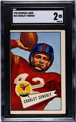 1952 Bowman Large CHARLEY CONERLY New York Giants SP #63 SGC 2 Good Condition - Image 1 of 2