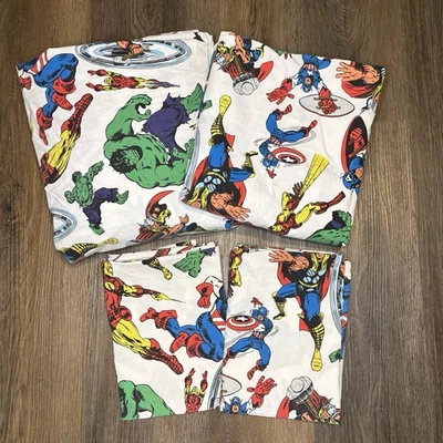 Juego de sábanas COMPLETAS Pottery Barn 4 piezas Marvel Super Hero PB niños Thor Hulk Vengadores Foto 1 de 4