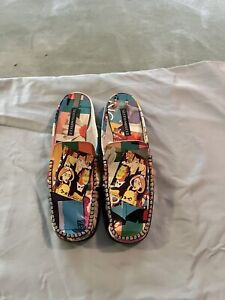 Sesto Meucci Womens Mules Slip On Shoes Made Italy multicolor print 8N