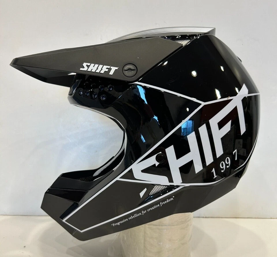 Casco Open Box Shift Youth Etiqueta Blanca Bliss Dirt Bike Negro/Blanco Juvenil Pequeño Foto 1 de 4