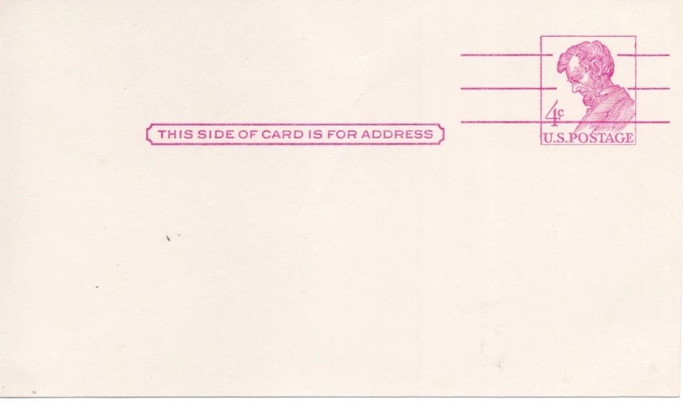 U.S. Scott # UX48  1962 4c Abraham Lincoln, Precancelled - Postcard Unused - Image 1 of 2