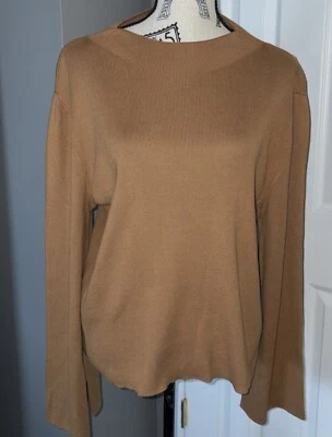 Suéter tejido acanalado embudo halógeno Nordstrom por cuello manga dividida algodón nuevo sin etiquetas 1X Foto 1 de 4