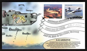 Scott 3924 & 3922 Aviation 35 Bonanza & B-24 Liberator HP Bevil FDC 114/200 - Picture 1 of 2