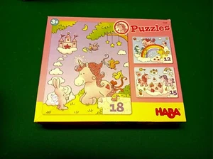 HABA 3 x Puzzle Einhorn Glitzerglück 12, 15 und 18 Teile - Bild 1 von 1