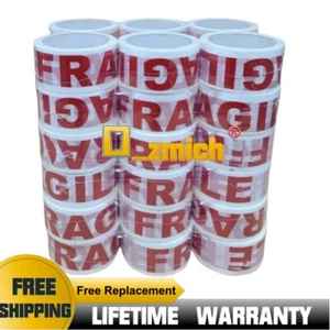 36 x Fragile Packing Tape Packaging Sticky Sealing Tapes 48mm 90M Red White - Picture 1 of 6