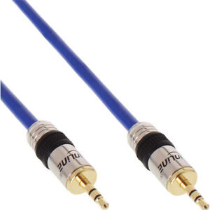 InLine Klinke Audiokabel PREMIUM Qualität 3,5mm St/St Stereo gold/blau 10m