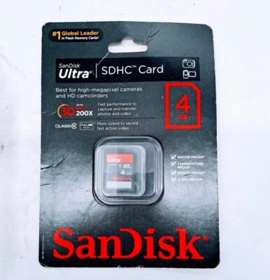 SanDisk Ultra 4GB Class 4 15 Mb/s 100x SDHC Card SDSDRH-004G-A11 - Image 1 of 2