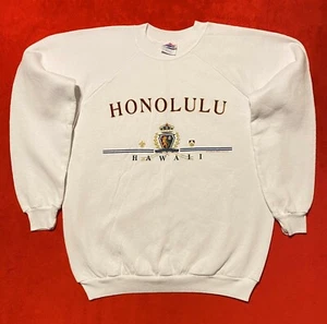 Vintage 93 Hanes Active Wear Honolulu Hawaii Men's Sweatshirt Adult Size L USA - Picture 1 of 12