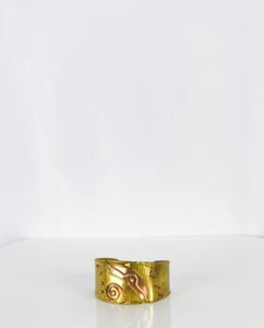 Cuff Bracelet Brass and Copper Metal Geometric 3D Design Vintage - Foto 1 di 5