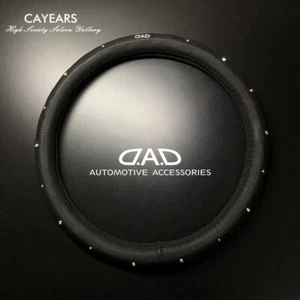 Cubierta de volante de coche de lujo de cuero negro modificado con ajuste de diamante JDM DAD - Imagen 1 de 11